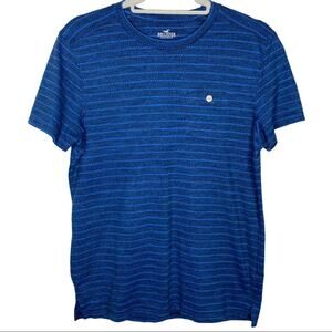 Men's Hollister Blue Heathered Striped Tee Shirt Small